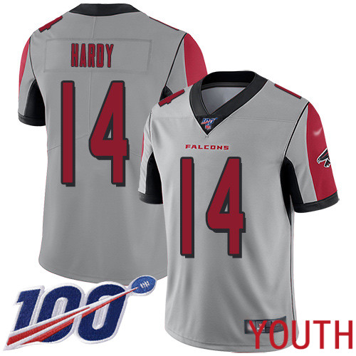 Atlanta Falcons Limited Silver Youth Justin Hardy Jersey NFL Football 14 100th Season Inverted Legend